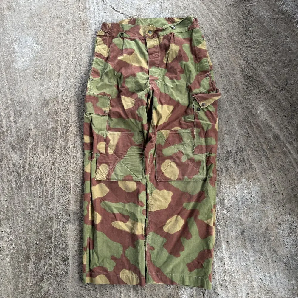 Vtg WWII Italian Camo Pants Military 34-38x31 Adjustable Telo Mimetico Frog Skin